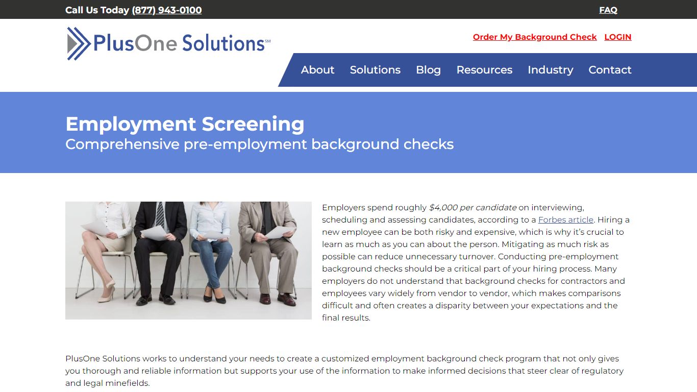Employment Screening Services & Background Check | PlusOne Solutions